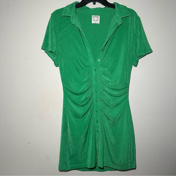 With Jean Alexa Green Button Down Mini Dress Size Medium - Picture 2 of 15